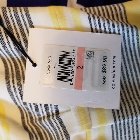 NWT Calvin Klein Stripe Dress Yellow - Picture 5 of 5